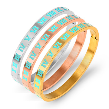 Custom High-Quality Stainless Steel Oil Dripping Bracelets with Roman Numerals and Diamond Setting