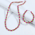 5mm Smile Perlen rosa Halskette Armband Set