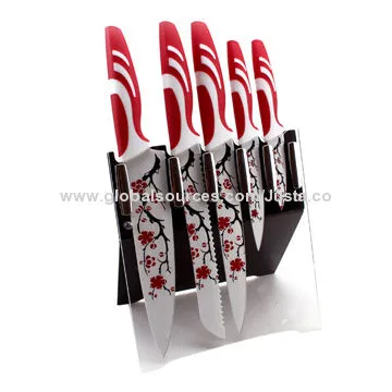 5 Pieces Plum Flower Non-stick Coating Knife Set, 1.8mm 8-inch Chef Knife Thickness