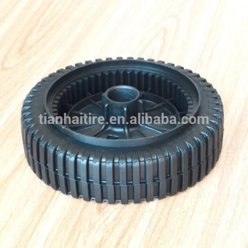 8x2 Inch Semi Pneumatic Rubber Wheel With Bar Tread For Mowers, High