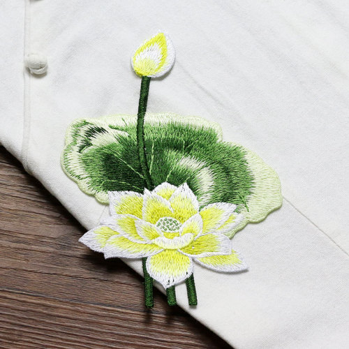 Lotus 3D borduurwerk bloemen appliques trouwjurk