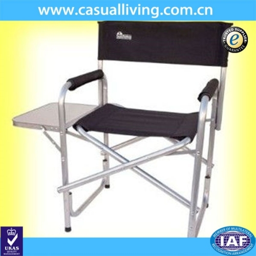 Aluminum Director Chair With Folding Tray And Cup Holder, Blac, High