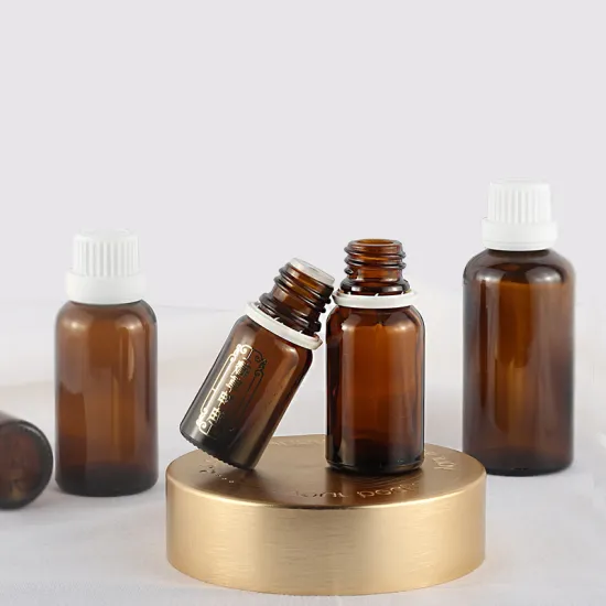 Fashionable Amber Glass Essential Oil Bottle With Cap