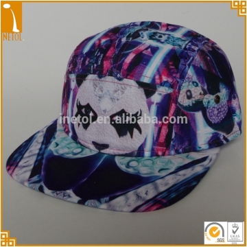 Flat brim sublimation & printed custom 5 panel caps