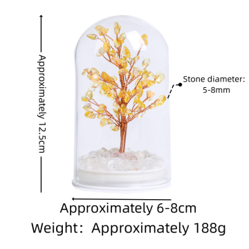 Raw Gold Quartz Rutilated Copper Tree by Glass Covered Luck Tree OrnamentSpiritual Meditation Energy Room Office Desk Decor