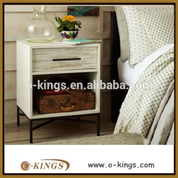 Black and white nightstand with one drawer