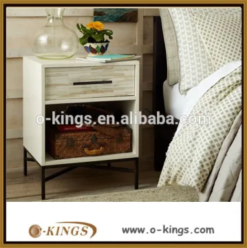 Black and white nightstand with one drawer