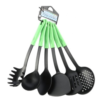 Green Handle Heat Resistant Reusable Kitchen Cooking Utensil Set