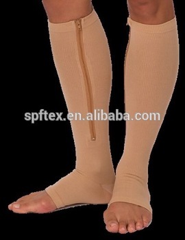 Side Zipper Knee Length Open Toe Support Compression Therapy Hoisery