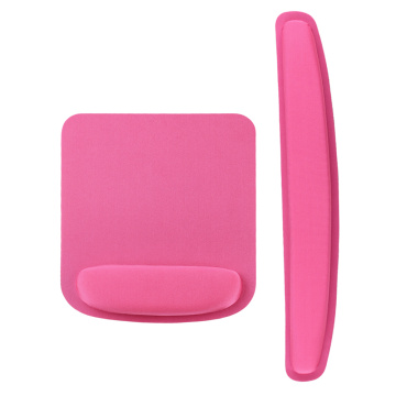 Conjunto de almofadas de mouse ergonômico rosa com repouso no pulso