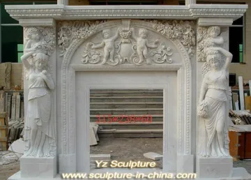 Indoor Fireplace Frame with Statue