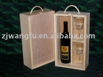 pine wood wine box and wine glasses packaging box