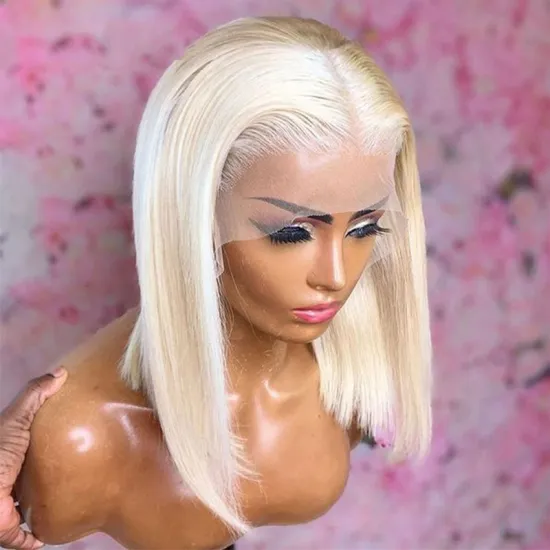 Wholesale Short 613 Bob Wig Virgin Straight 100%Human Hair Hd Full Lace Frontal Closure Wig For Black Women Transparent Lace Wig