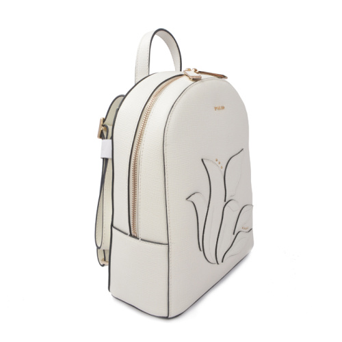 Emboss wear-resistant stylish genuine women leather backpack