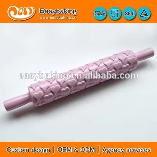 Fondant Sweet Heart Embossed Rolling Pin Cake Paste Gum Decorating Tools