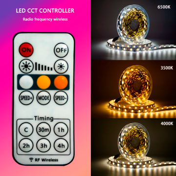 5025 300LEDS 5 मीटर वॉटरप्रूफ डुअल कलर DC12V मिनी आरएफ सीसीटी रिमोट सीसीटी एलईडी स्ट्रिप लाइट किट के साथ