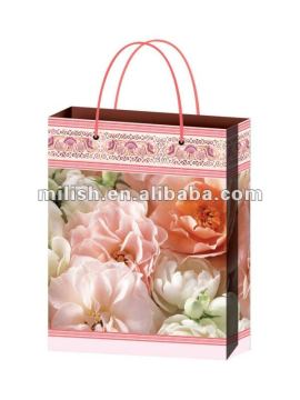 4C printed flower design plastic shopping bag