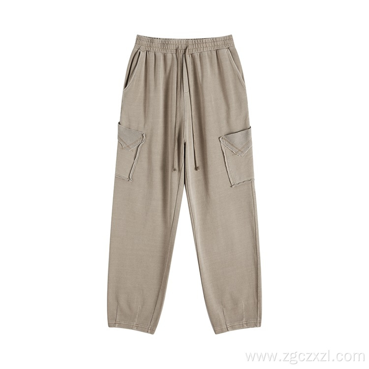 Washed loose edge wool pocket turnip pants sweatpants