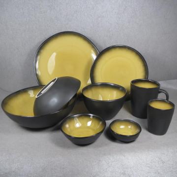 Stoneware Dinnerware in Crackle Glaze Yellow