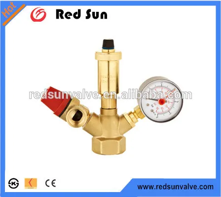 HR6120 factory manufacture forged brass water heating system safety pressure air vent sets valve