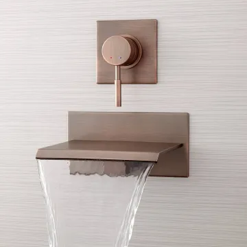 Black Wall-Mount Waterfall Tub Faucet for Free-Standing Tub