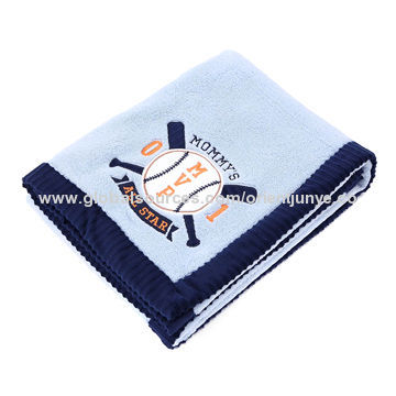 Babies' Soft Blanket for Boys, Made of 100% Polyester Larcher, with Fancy Ball Embroidery Patch
