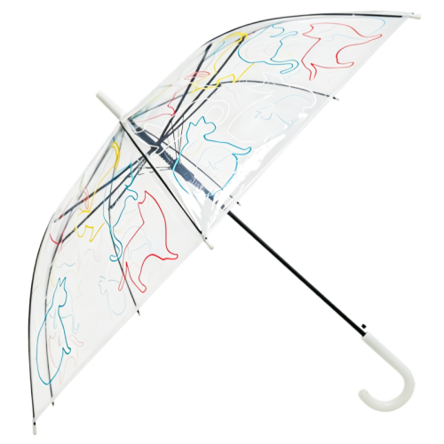 Parapluie transparent élégant à côtes droites intégrées