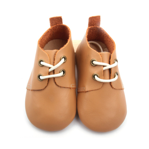 Sapatos Oxford de bebê de couro real da moda