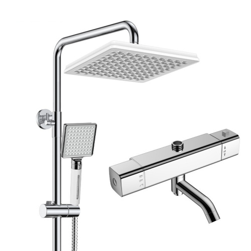 Thermostatic 4-Function Square Brass Bathroom Shower Set