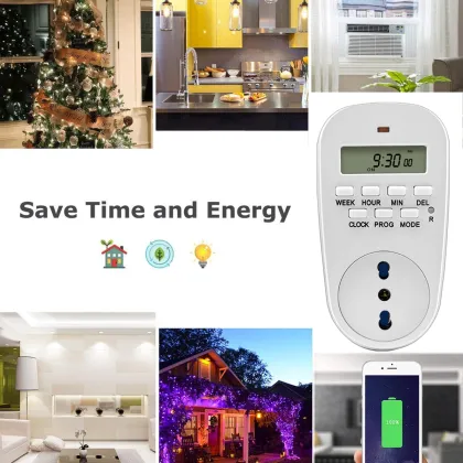 Multifunctional Electronic Digital Mains Plug-In Timer
