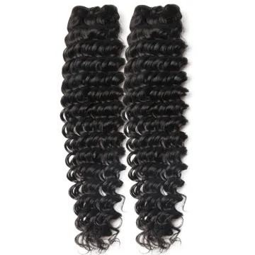 Double drawn deep curly bundles, malaysian deep curly human hair weave with closure