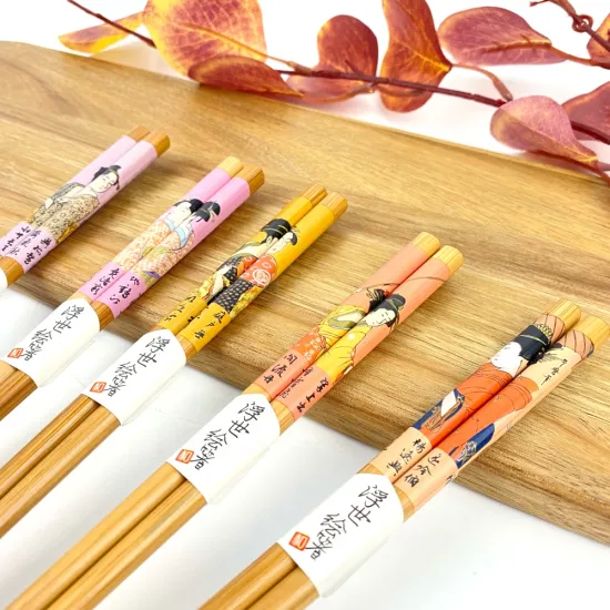 Japanese Kabuki Themed Bamboo Chopsticks Set for Family