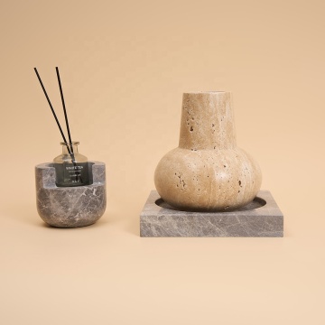 Luxury Nordic Style Marble and Travertine Flower Vases for Home Décor