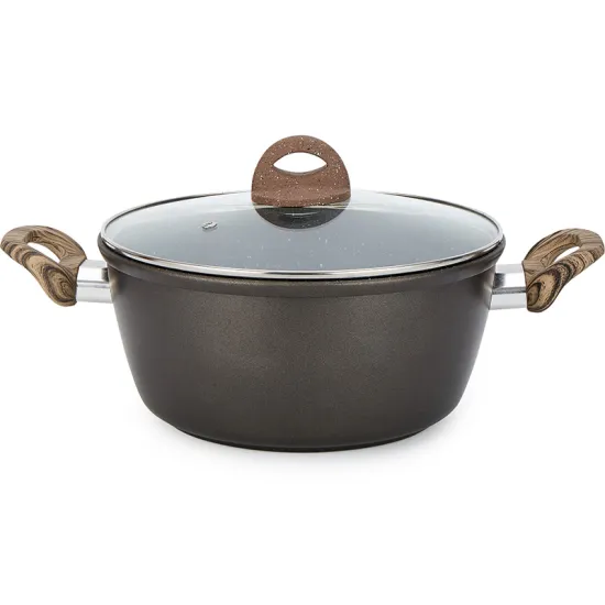 Affordable Carbon Steel Nonstick Casserole Pot with Wooden Handle