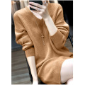 Korean version V-neck simple wool dress