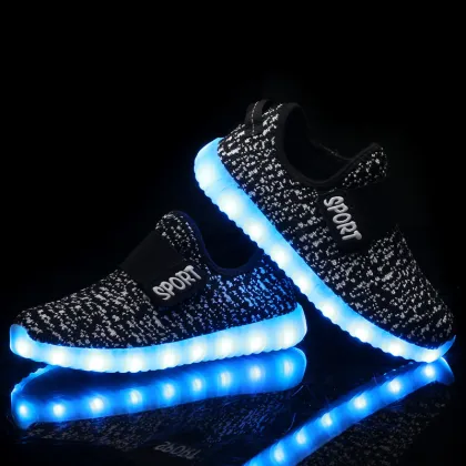 Flyknit Led Children Running Shoes Lighted Sneakers