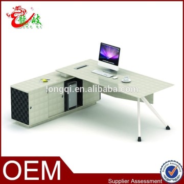 leather grain laminated executive office desk with side table M-21-18