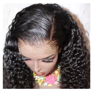 Mongolian Kinky Curly Human Virgin Hair Transparent Lace Frontal Wig Pre Plucked Full HD Swiss Lace Closure Wig For Black Women