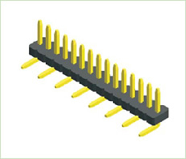 1,27 mm (0,050 &quot;) Pitch Single Row SMD 80 ° Connecteur de tête Berg mâle vertical