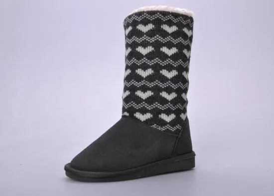 Cow Suede Childrens Winter Boots With Knitting For Winter Environmental