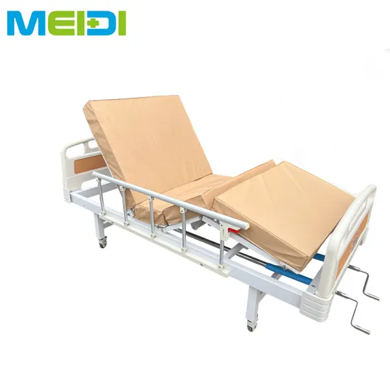 Professional Medical Device 2-Crank Manual Hospital Bed with Two Functions
