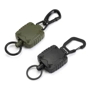 Durable Tactical Wire Rope Retractable Badge Reel with Carabiner Hooks