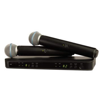 BLX288/PG58 2 Channel Wireless Microphone System with BLX88 Receiver and PG58 Handheld Mic for Karaoke and Stage Performance