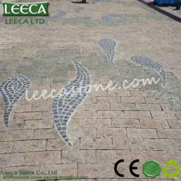 Yellow flamed carpet paving stone