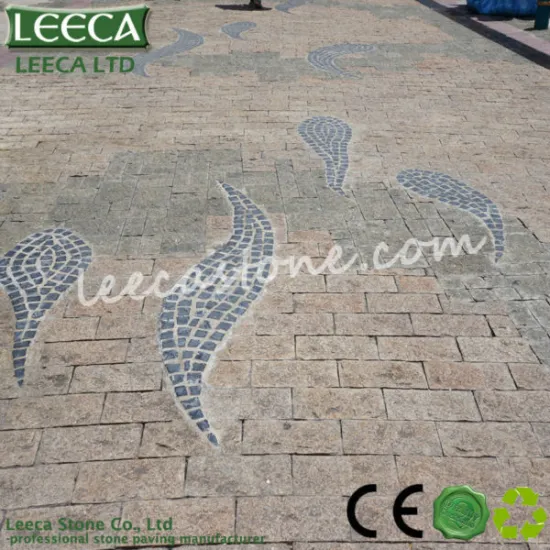 Yellow flamed carpet paving stone