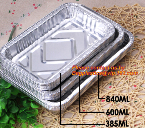 extra grande rectángulo desechables aluminio hoja deli bandeja papel envase de alimento para llevar recipientes de aluminio con tapa, papel de aluminio