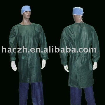 PP sterile isolation gown elastic with wrist ties-on waist and neck
