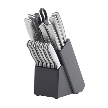 Ensemble de couteaux de cuisine entièrement en acier inoxydable avec bloc de bois