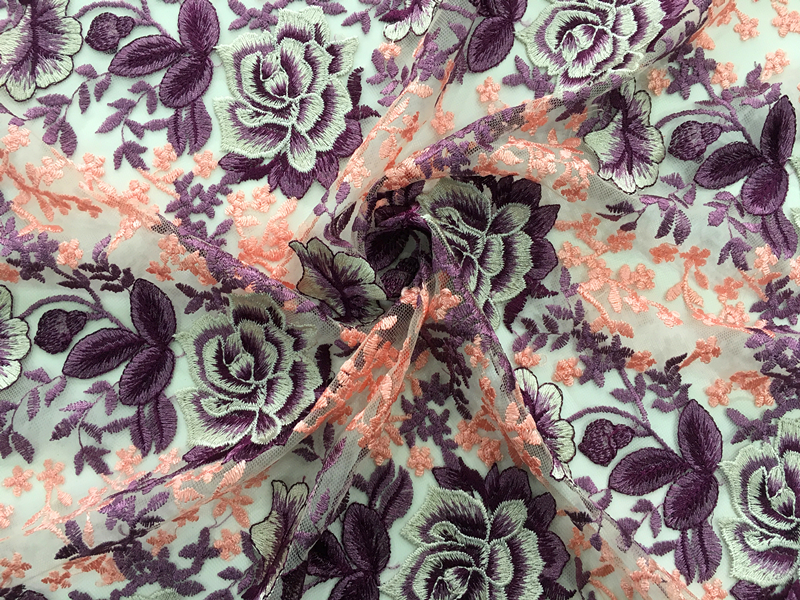 Rose Blossom Design Embroidery Fabric