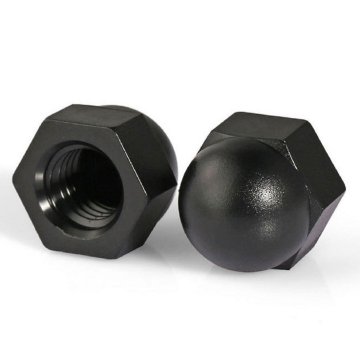 Black Stainless Steel Hexagon Socket Nuts and Decorative Covers in M6 Acorn Style